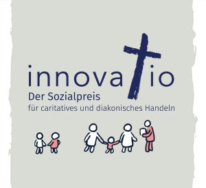 VRK Sozialpreis innovatio – Das Logo von dem Sozialpreis innovatio mit Piktogrammen von Menschen.