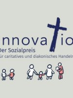 Das Logo von dem Sozialpreis innovatio mit Piktogrammen von Menschen.